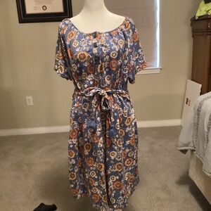 J. Jill Multicolor Floral Midi Dress